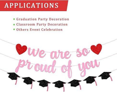 Graduation Decoration Banner, We Are So Proud of You Glitter Letter Sign, Congrats Grad Party Backdrop, 2026 Graduates Photo Props Mastered It Party Sign Masters Graduate Pink Color, NO DIY Congratulation Graduations Supply in Saudi Arabia