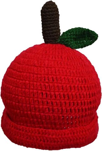 Crochet Apple Beanies Knits Hat Handmade Cute Women Lady Cosplay Cap in Saudi Arabia