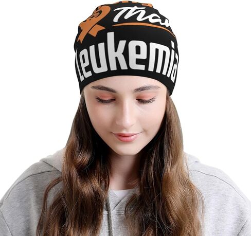 DIMAZ Leukemia Awareness Knit Beanie Hat Unisex Skull Cap Knitted Skull Beanies Warm Caps Black in Kuwait
