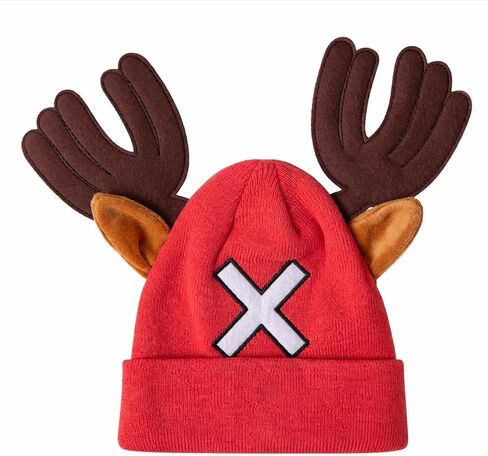 Red with White X Beanie Costume Hat for Womens Mens Teens Adult Women Men Cool Hats Cosplay Halloween in Kuwait