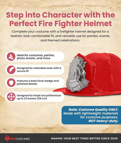 Nicky Bigs Novelties Firefighter Hat, Firefighter Helmet, Fireman Hat, Fire Fighter Gear, Fire Fighter Costume Accessories in Kuwait