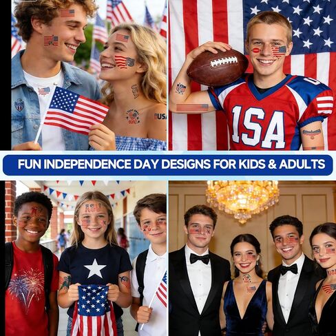 2026 World Cup American Patriotic Accessories, US Flag-Colored Clown Wig (Glasses+Scarf Included) and 107Pcs American Flag Stickers, Waterproof 4th of July Stickers & 250th Anniversary Patriotic Kit in Saudi Arabia