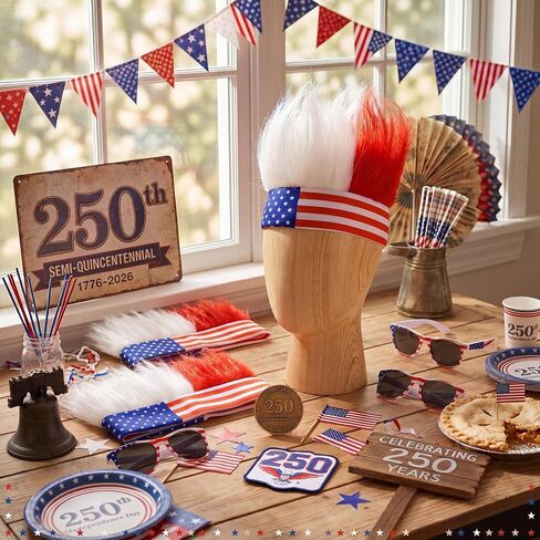 Chicingyou 24 Pcs 4th of July Hair Accessories American Flag Headbands and Patriotic Sunglasses Bulk 4th of July Wig Hats Red White and Blue Headbands Independence Day Party Costume in Kuwait
