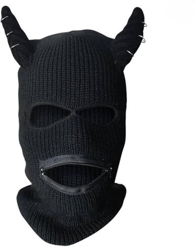 Devil Horn Halloween Knitted Hat Beanies Warm Full Face Cover Ski Mask Hat Windproof Balaclava Hat for Men Womens in Saudi Arabia