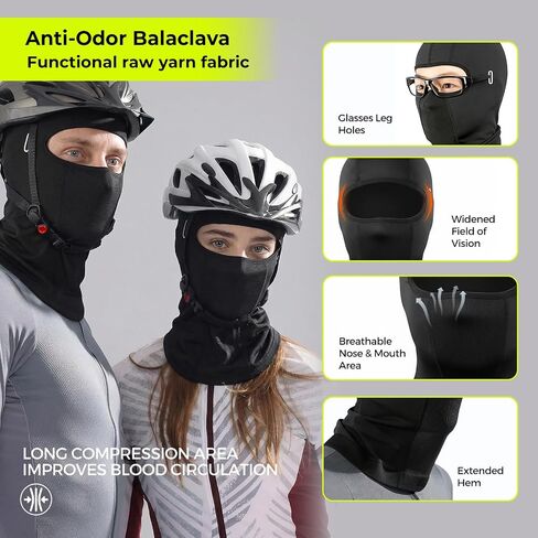 MOON Breathable Balaclava Face Mask for Men Women, UV Sun Protection Anti Odor Cooling Ski Mask with Glasses Holes for Outdoor Sports & Work Black in Saudi Arabia