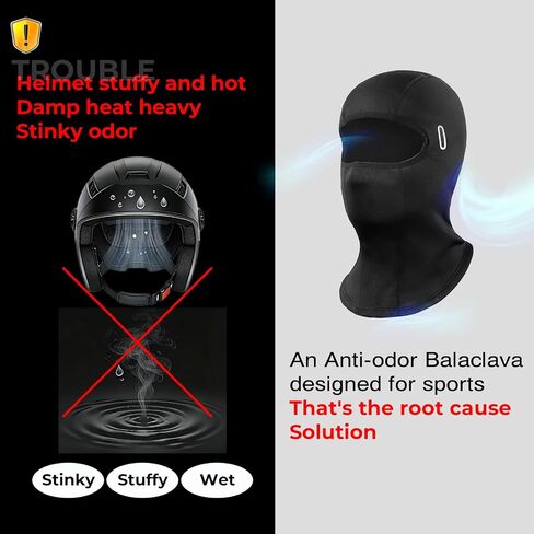 MOON Breathable Balaclava Face Mask for Men Women, UV Sun Protection Anti Odor Cooling Ski Mask with Glasses Holes for Outdoor Sports & Work Black in Saudi Arabia