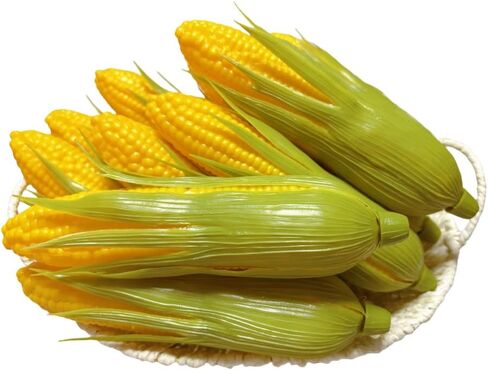 12PCS Artificial Lifelike Plastic Corn Cob Fake Realistic Vegetable Corn Stalks Simulation Vegetable Decorations Imitation Maize Decoration for Photo Prop, Green, Yellow in Kuwait