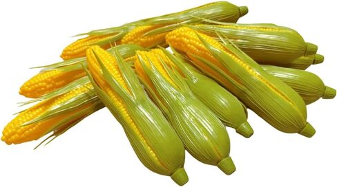 12PCS Artificial Lifelike Plastic Corn Cob Fake Realistic Vegetable Corn Stalks Simulation Vegetable Decorations Imitation Maize Decoration for Photo Prop, Green, Yellow in Kuwait
