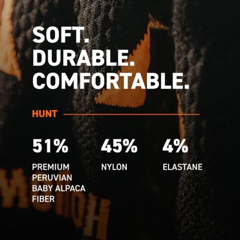 HOLLOW Alpaca Socks for Over The Calf Men's Hunting Socks (Black Large) - Moisture Wicking Core Performance Hunting Boot Socks - Alpaca Wool Socks for Extreme Cold Weather in Saudi Arabia