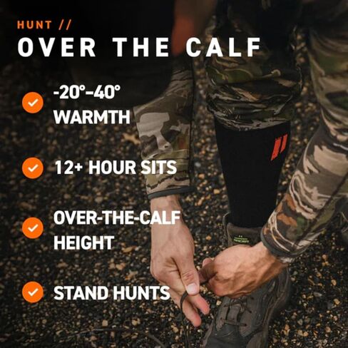 HOLLOW Alpaca Socks for Over The Calf Men's Hunting Socks (Black Large) - Moisture Wicking Core Performance Hunting Boot Socks - Alpaca Wool Socks for Extreme Cold Weather in Saudi Arabia