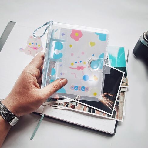 Artibetter Pvc Three-ring Binder Album for Photocards and Stickers, Small Handmade Photo Storage Book with Cartoon Cat Bowknot Design, Card Organizer for Crafting and Scrapbooking in Kuwait