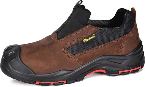 Men's Slip On Work Shoes Low Height Composite Toe Cow Leather Safety Shoes Lightweight Comfortable Sneakers for Industrial in Saudi Arabia