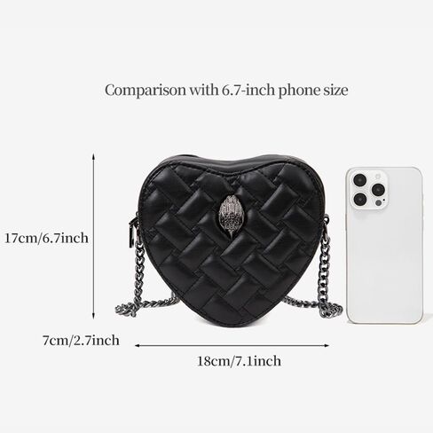 Rejolly Quilted Heart Shaped Purse for Women Crossbody Bag PU Leather Shoulder Bag Cute Diamond Clutch Purse with Chain Strap Black in Saudi Arabia