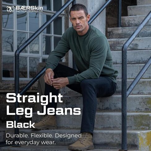 Men's Straight Leg Regular Fit Stretch Jeans — 12.2oz Heavyweight Denim, Hand-Sanded Vintage Wash in Kuwait