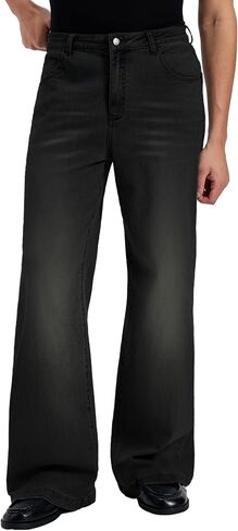 Mens Bootcut Baggy Jeans Stretch Flared Wide Leg Old Money Jeans Lightweight Breathable Vintage Stylish Casual Denim Pants in Saudi Arabia