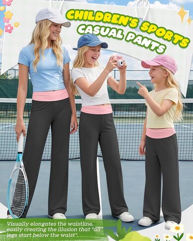 Girl's Fold Over Yoga Pants Low Rise Wide Leg Sweatpants Kids Color Block Foldover Leggings Casual Pants 5-14 Years in Saudi Arabia
