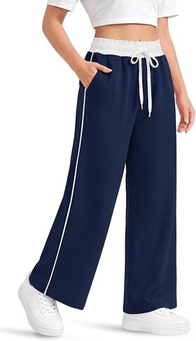 Girls Fold Over Waist Wide Leg Sweatpants with Pockets Baggy Athletic Lounge Pants for School Casual Wear 5-14Y in Kuwait