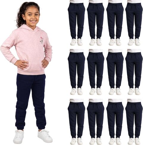 Yacht & Smith 12 Pack of Girls Jogger Bulk Sweatpants, Comfy Lounge Joggers for Kids in Kuwait