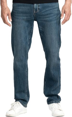 Men's Straight Leg Regular Fit Stretch Jeans — 12.2oz Heavyweight Denim, Hand-Sanded Vintage Wash in Kuwait