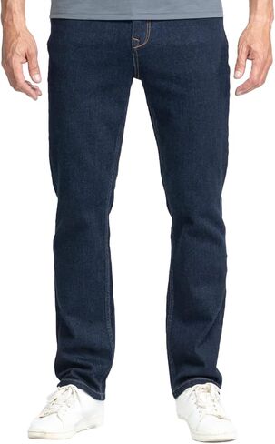Men's Straight Leg Regular Fit Stretch Jeans — 12.2oz Heavyweight Denim, Hand-Sanded Vintage Wash in Kuwait