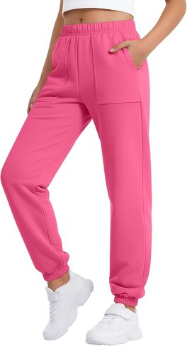Halfchet Girl's Jogger Lightweight Sweatpants Elastic Waist Athletic Sweat Pants with Pockets Casual Running Activewear 5-14Y in Kuwait