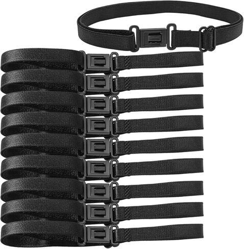 10PCS Black Adjustable Bow Tie Extenders Elastic Bow Tie Straps with Plastic Buckle Pre-Tied Bowknot Lengthener Bands for Women Men in Kuwait