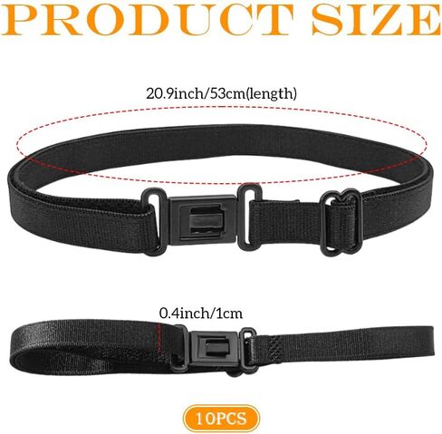 10PCS Black Adjustable Bow Tie Extenders Elastic Bow Tie Straps with Plastic Buckle Pre-Tied Bowknot Lengthener Bands for Women Men in Kuwait