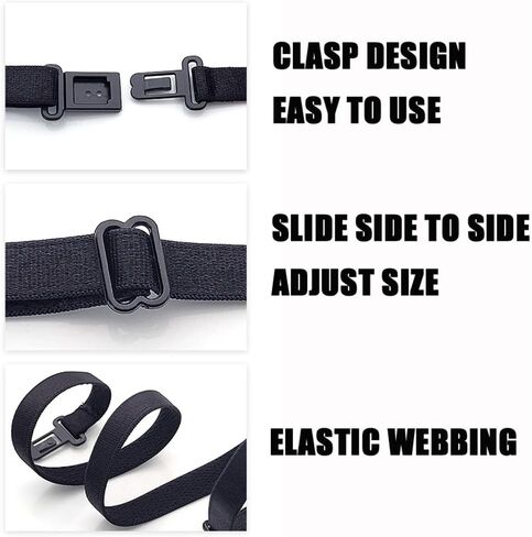 10PCS Black Adjustable Bow Tie Extenders Elastic Bow Tie Straps with Plastic Buckle Pre-Tied Bowknot Lengthener Bands for Women Men in Kuwait