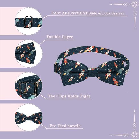 Boys Bow Tie Pre-Tied Adjustable Classic Formal Bowties Tuxedo Cute Pattern Wedding Party for Kids Girls in Saudi Arabia