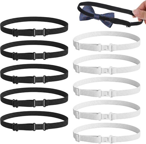 10 Pcs Bow Ties Straps Replacement Adjustable Extension Strap Belts Elastic with Clips Bow Tie Holder for Solid Pretied Uniform Ribbon Bows Ties in Kuwait