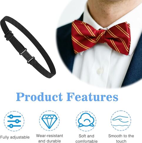 10 Pcs Bow Ties Straps Replacement Adjustable Extension Strap Belts Elastic with Clips Bow Tie Holder for Solid Pretied Uniform Ribbon Bows Ties in Kuwait