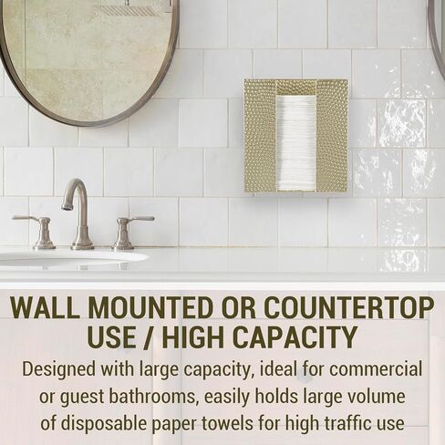 MyGift Matte Black Paper Towel Holder, Commercial High Capacity Bathroom Wall Mounted Folded Paper Towel Dispenser for Restaurants, Hotels, Retail in Saudi Arabia