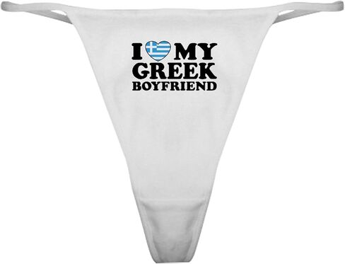 CafePress I love My Greek Boyfriend Classic Thong Underwear, Womens Panties in Kuwait