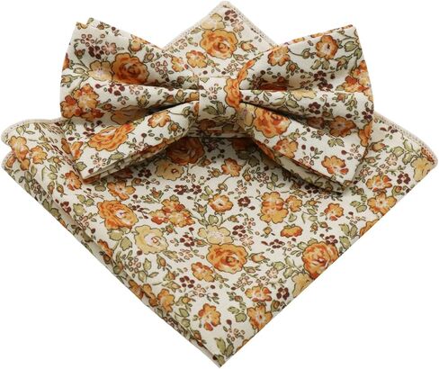 Cotton Men's Bow Ties, Floral Handkerchiefs for Men Flower Bowtie and Pocket Square Set for School Wedding Party in Kuwait