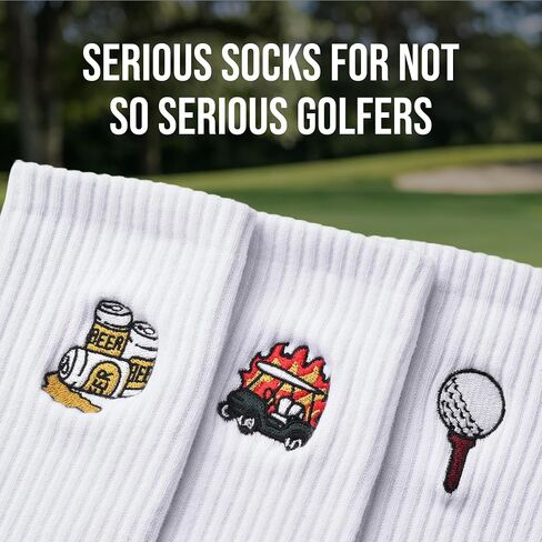Shanker Golf Socks - Golf Trip Essentials White Socks – 3 Pack, Size 8-13 - Funny White Socks for Men – Perfect Golf Accessories – Funny Golf Gift - Dad, Husband, Boyfriend, Fathers Day in Kuwait
