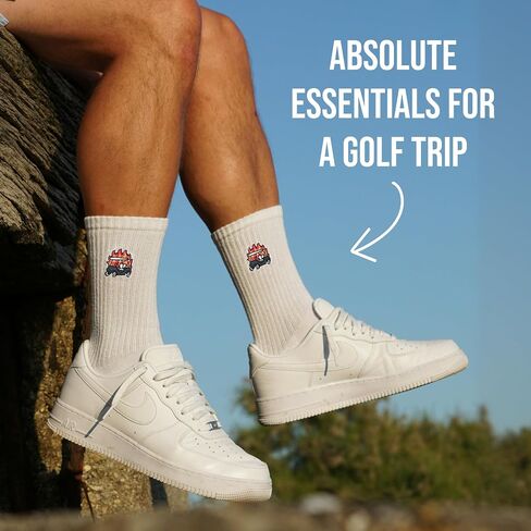Shanker Golf Socks - Golf Trip Essentials White Socks – 3 Pack, Size 8-13 - Funny White Socks for Men – Perfect Golf Accessories – Funny Golf Gift - Dad, Husband, Boyfriend, Fathers Day in Kuwait