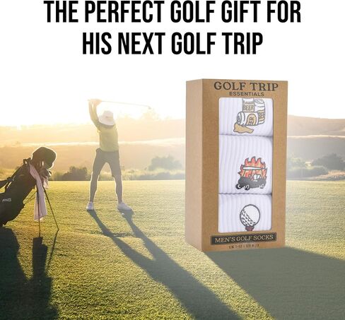 Shanker Golf Socks - Golf Trip Essentials White Socks – 3 Pack, Size 8-13 - Funny White Socks for Men – Perfect Golf Accessories – Funny Golf Gift - Dad, Husband, Boyfriend, Fathers Day in Kuwait