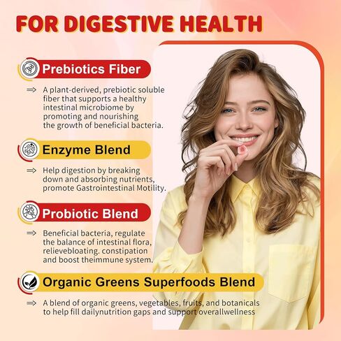 10g Fiber Gummies for Adults, Sugar Free Fiber Supplement for Digestive Health & Regularity, Probiotics, Organic Super Greens & Digestive Enzymes, Vegan, Gelatin Free, 120 Count in Saudi Arabia