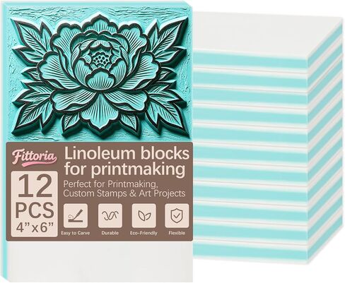 24Pcs 4"x6" Premium Soft Rubber Linocut Blocks, Easy Cut Relief Linoleum Carving Blocks for Stamp Making, Printmaking, DIY Art and Hand Craft Projects in Saudi Arabia