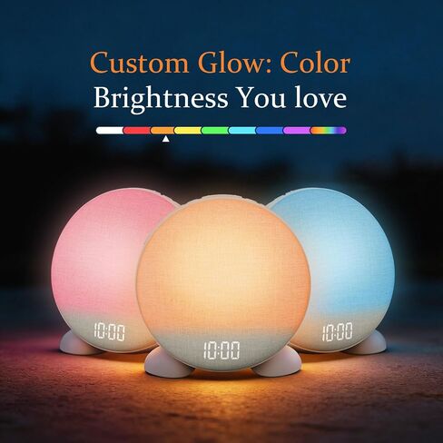 ANJANK App Smart Sunrise Alarm Clock Sound Machine with Wake up Light, Dimmable Clock & Night Light, Up to 15 Alarms, White Noise Machine with 25 Soothing Sounds for Bedroom, Gift for Kids Adults in Kuwait