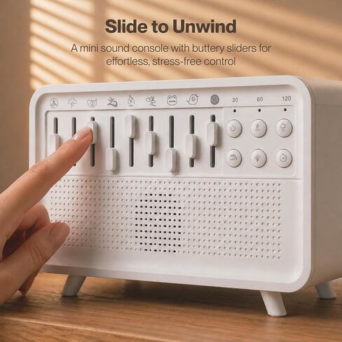 White Noise Machine with 8 Mixable Nature Sounds, Flame Light & Aroma Diffuser – Desktop Sound Machine for Sleep, Office, Yoga & Meditation, with Timer, Bluetooth & USB Power in Kuwait