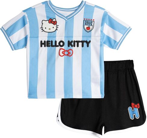 طقم تي شيرت وشورت رياضي للفتيات من Hello Kitty مقاسات من الأطفال الصغار إلى الأطفال الكبار (4T - 14-16) in Kuwait