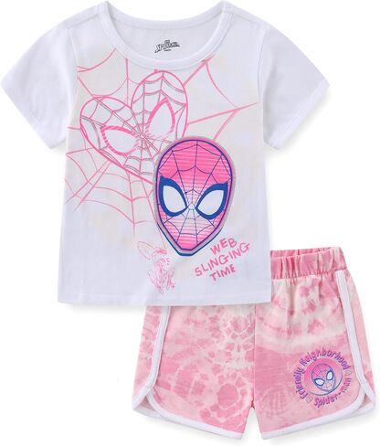 Marvel Spider-Man Girls Short Sleeve T-Shirt and Shorts Set for Big Kids in Kuwait