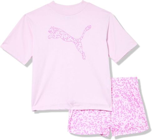 PUMA Girls' 2pc Jersey SS Tee & French Terry Short Set in Kuwait