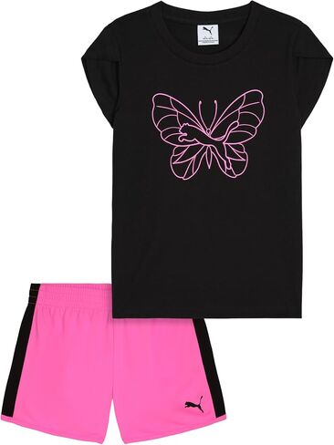 PUMA Girls' 2pc Jersey SS Tee & French Terry Short Set in Kuwait