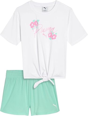 PUMA Girls' 2pc Jersey SS Tee & French Terry Short Set in Kuwait