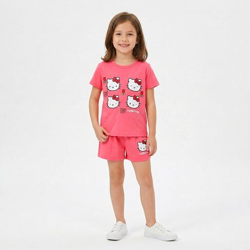 Hello Kitty Sanrio Girls Short Sleeve T-Shirt and Short Set for Big Kids in Kuwait