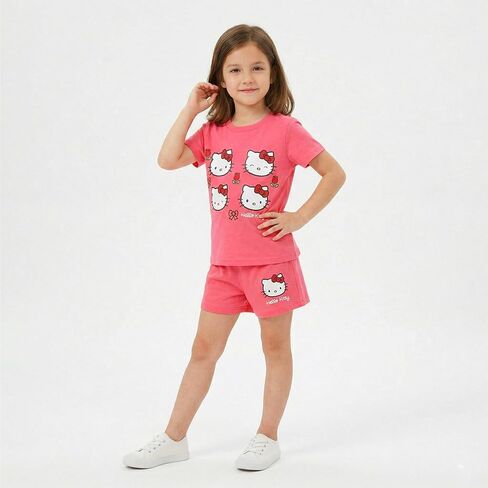 Hello Kitty Sanrio Girls Short Sleeve T-Shirt and Short Set for Big Kids in Kuwait