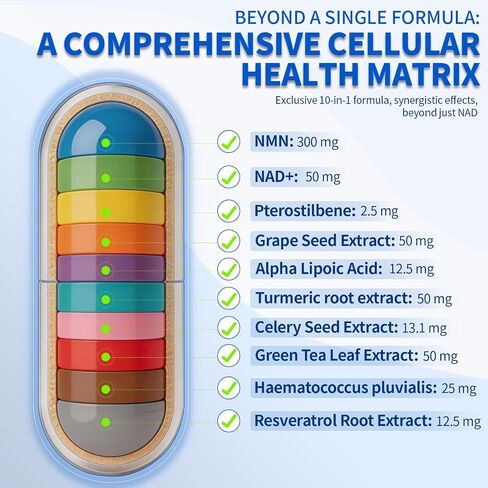 Liposomal NAD+ Supplement with Resveratrol, Anti Aging and Cell Regeneration, 350mg Niagen, 60 Capsules with The Third-Party Tested, Nicotinamide Riboside, NMN Supplement Alternative in Saudi Arabia