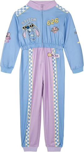 Disney Lilo & Stitch Girls Racing Zip Up Coverall Colorblock Toddler to Big Kid Sizes (4T - 14-16) in Kuwait